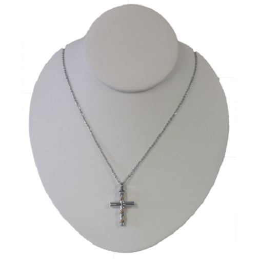 Stainless Steel The Crossing Cremation Urn Pendant for Ashes w/20-inch Necklace