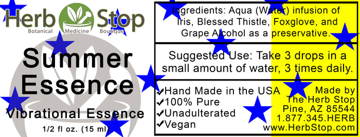 Summer Essence Vibrational Essence Label