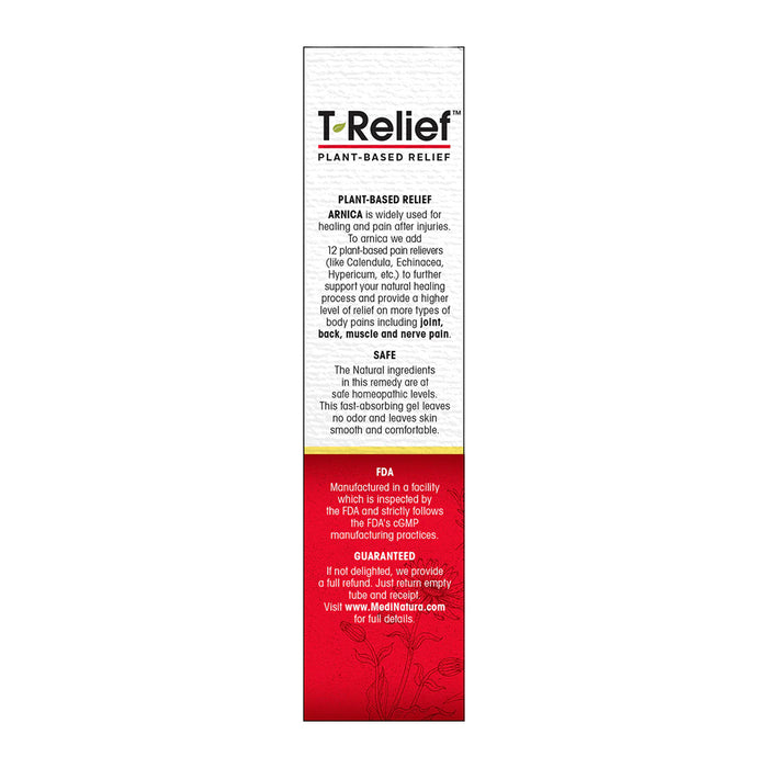 T-Relief plant-based relief product label on a white background
