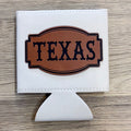 Texas Felon Patch Leather White Koozie - Lyla's: Clothing & Gifts - Online and Rockwall Texas Boutique