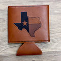 Texas Shape On Texas Flag Leather Koozie - Lyla's: Clothing & Gifts - Online and Rockwall Texas Boutique