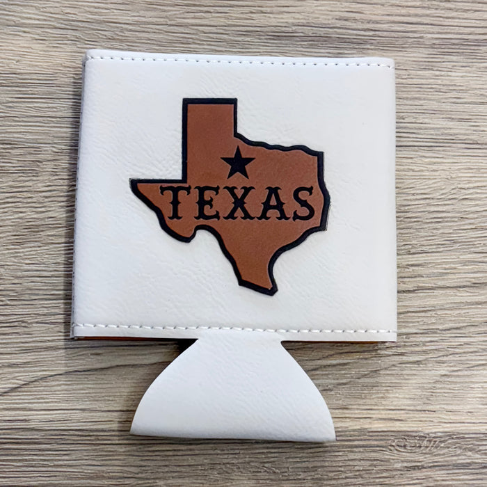 Texas Star White Leather Koozie - Lyla's: Clothing & Gifts - Online and Rockwall Texas Boutique