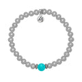 The Cape Bracelet - Silver Steel with Aqua Amazonite Ball