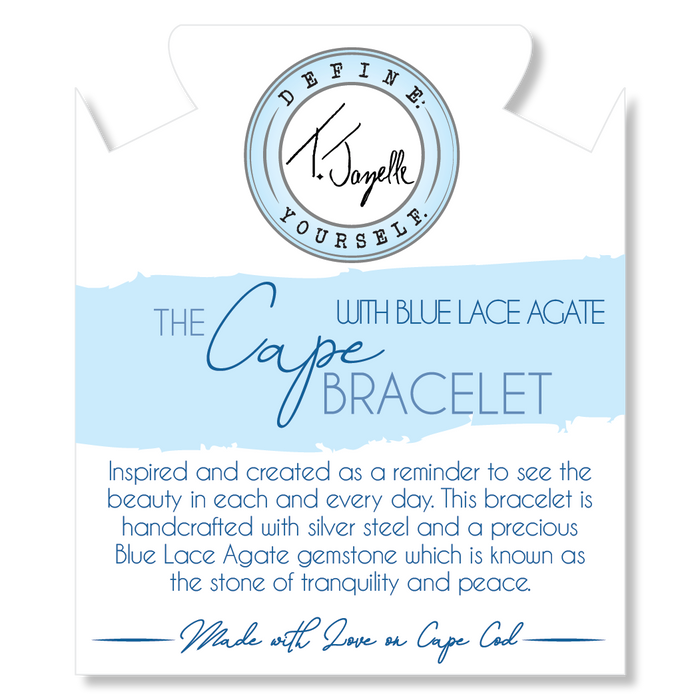 The Cape Bracelet - Silver Steel with Blue Lace Agate Ball