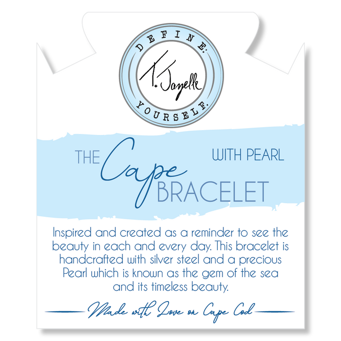 The Cape Bracelet - Silver Steel with Pearl Ball