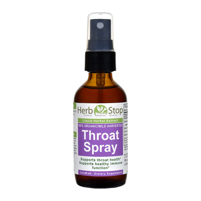 Herb Stop Throat Spray bottle on a white background
