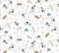 Timeless Treasures Fabrics Full of Wonder Tossed Animals and Names Cream