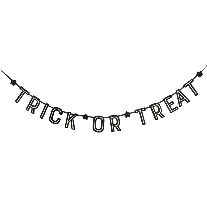Trick or Treat Felt Glow - in - the - Dark Banner - bubblegum market