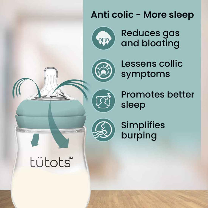 tutots Baby Feeding Bottle, Anti-Colic, BPA-Free, Natural Teat with Comfort Petals - Tutots