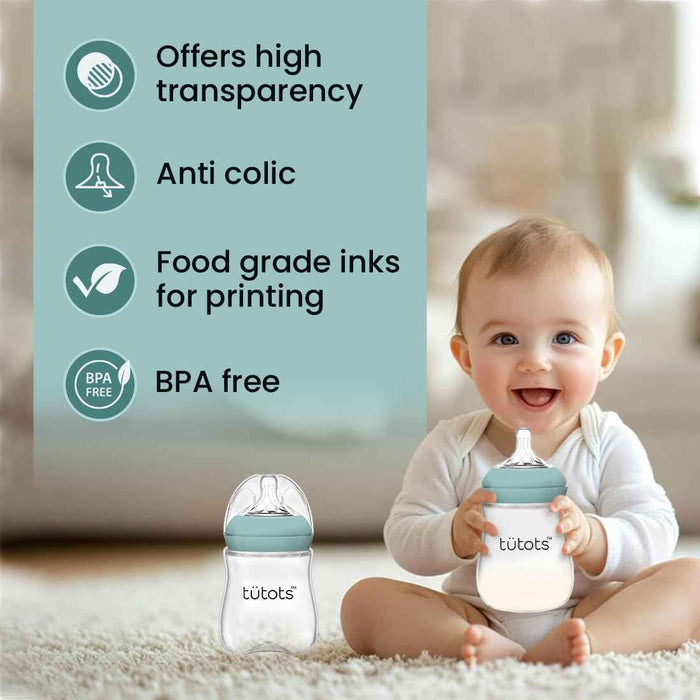tutots Baby Feeding Bottle, Anti-Colic, BPA-Free, Natural Teat with Comfort Petals - Tutots