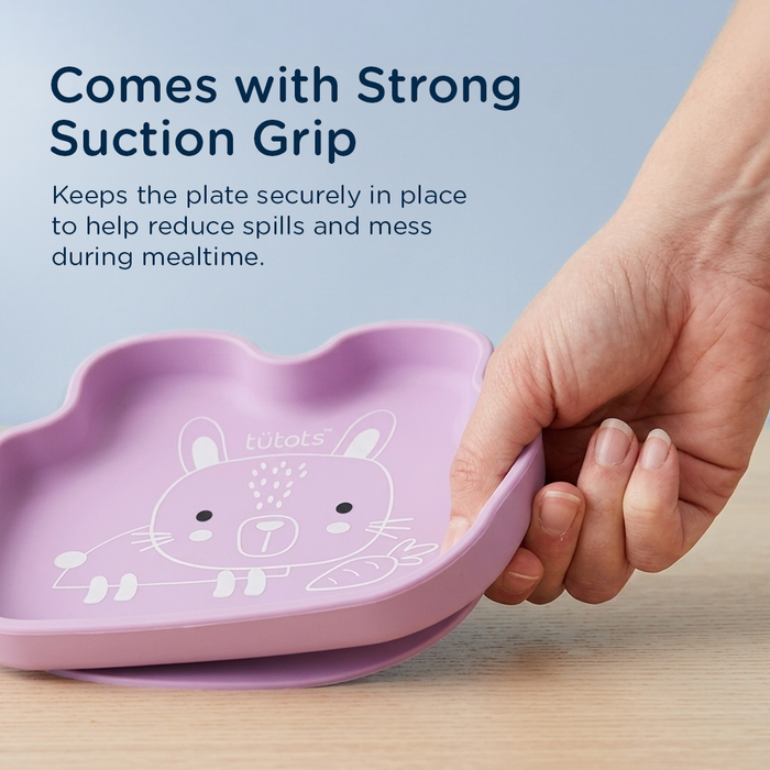 tutots Silicone Feeding Plate Rabbit Shaped with Suction for babies & kids