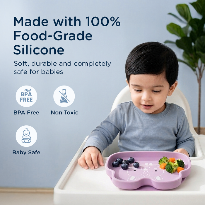 tutots Silicone Feeding Plate Rabbit Shaped with Suction for babies & kids