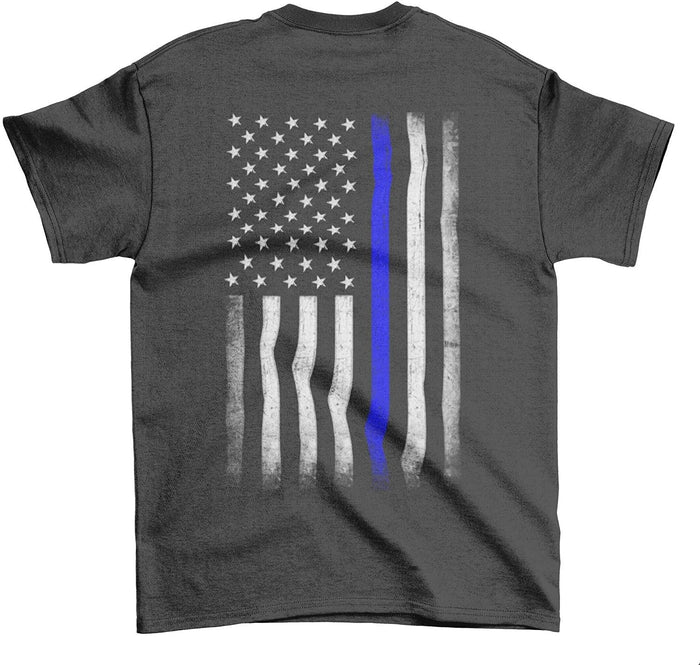 USA Flag Men's Blue Lives Matter Tee Chest & Back Print