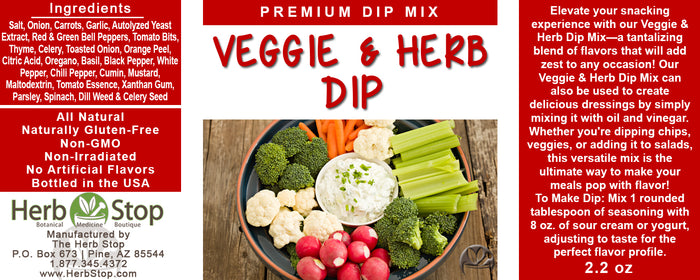 Veggie & Herb Dip Mix Label