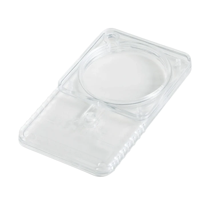VetMotl Sperm Separation Device,"Clear plastic device with circular chamber and rectangular base"
