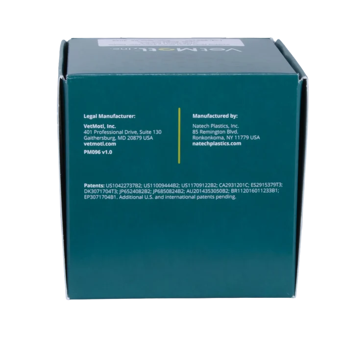VetMotl Sperm Separation Device,"Teal product box side panel view"