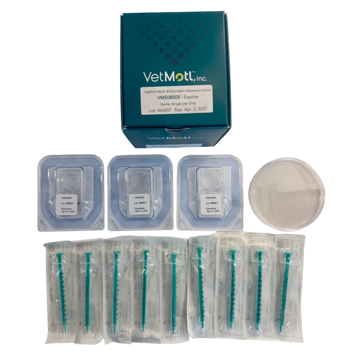 VetMotl Sperm Separation Device,"Box with trays, petri dish, and wrapped syringes"