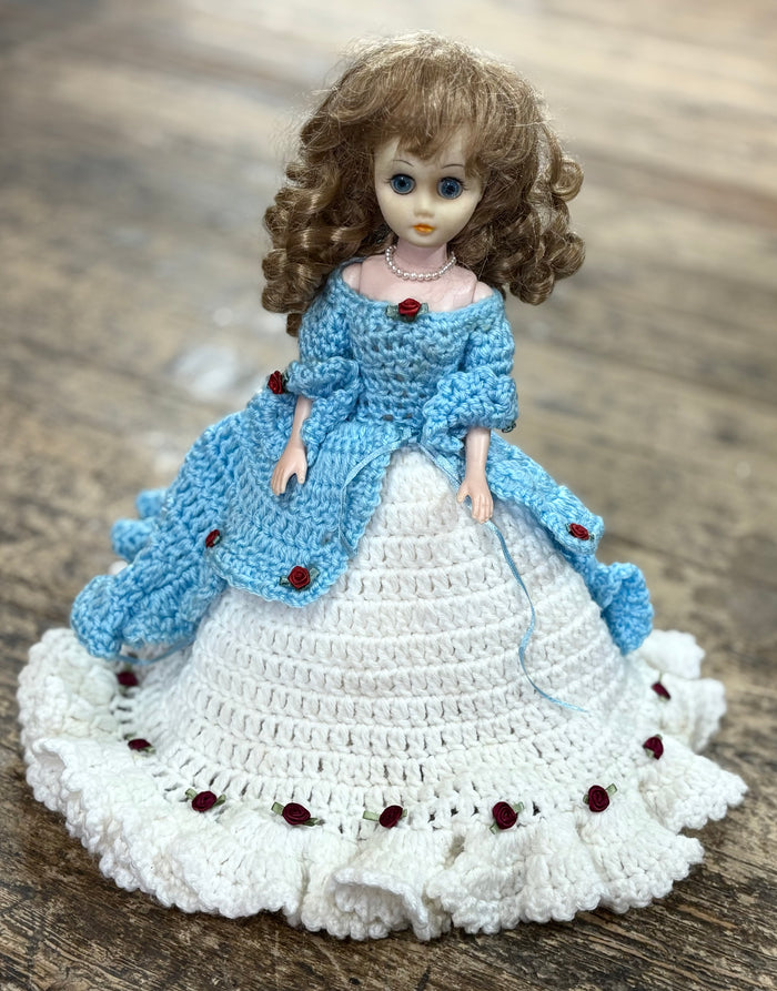 Vintage Crochet Bed Pillow Doll 14"