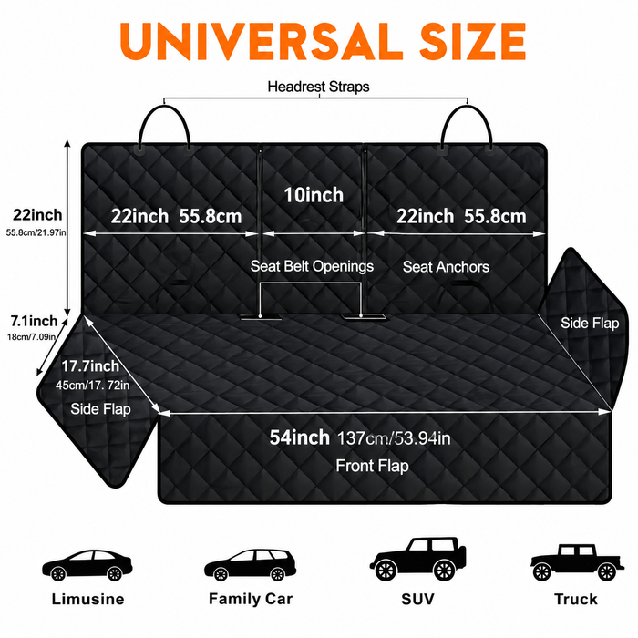 Waterproof Dog Car Seat Cover with Middle Armrest Access
