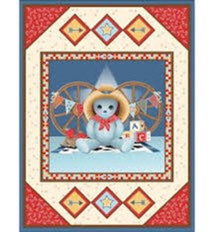 Western COWBOY BEAR BABY PANEL #6 Cotton Panel Fabric