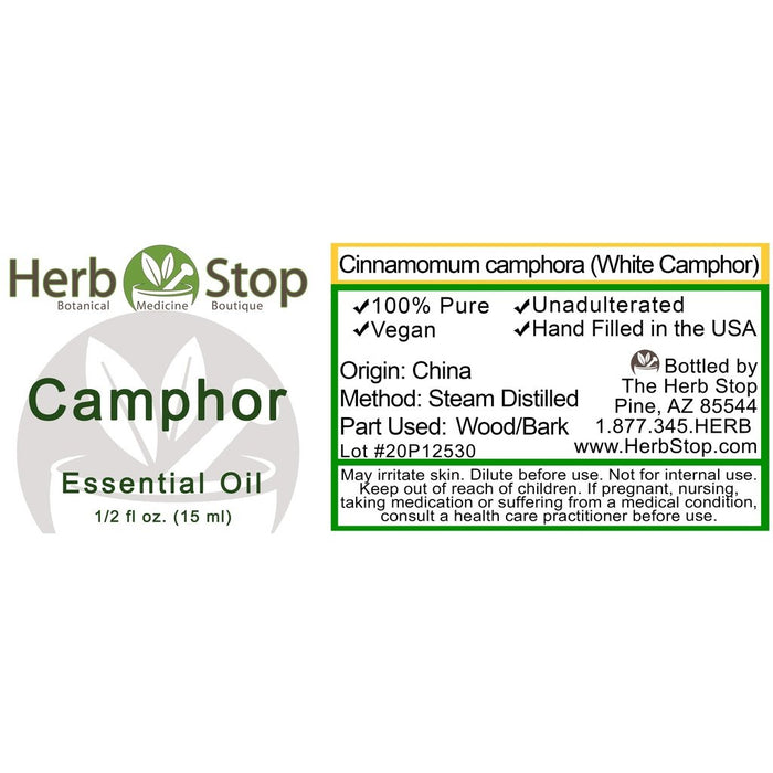 Camphor Essential Oil Label