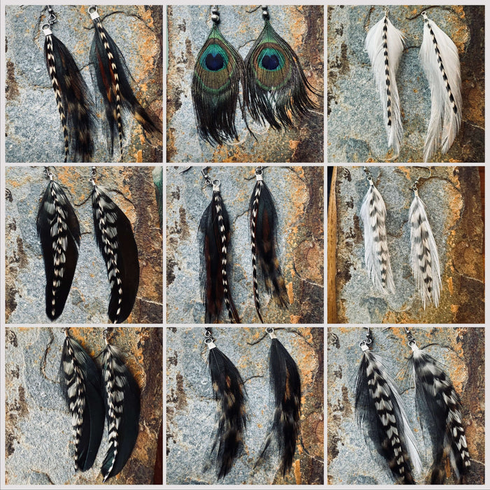 Wild Mountain Fringe - Raven Trail Feather Earrings - Western Rustic Earrings