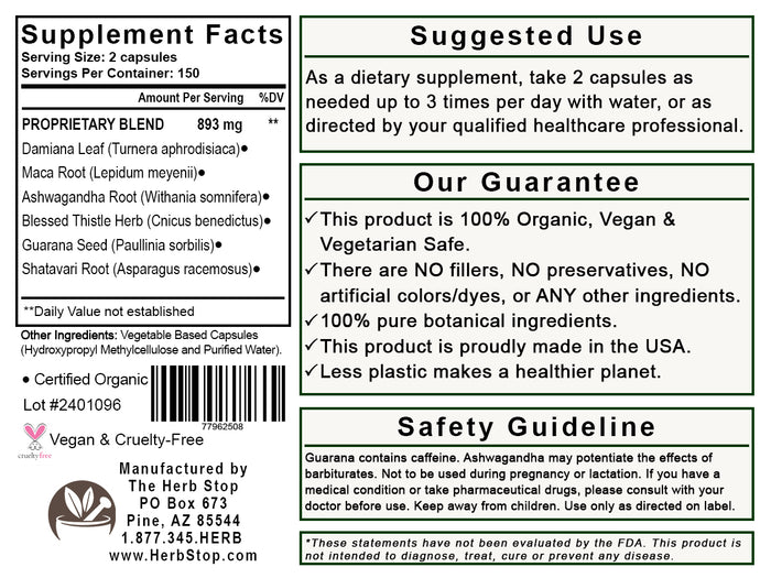 Women's Potency Capsules Label - Back