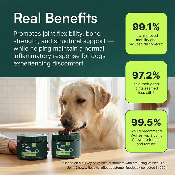 Wuffes Hip & Joint Chews for Dogs, 60ct - Glucosamine, Chondroitin & MSM - Pork Liver Flavor